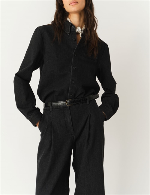 THE GARMENT MERCI PLACKET SHIRT BLACK DENIM